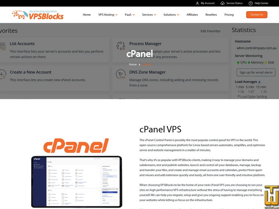 Taken on 2 August, 2026 screenshot of cPanel Pro from vpsblocks.com.au