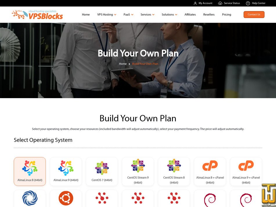 Taken on 2 August, 2026 screenshot of Build Your Own Plan from vpsblocks.com.au
