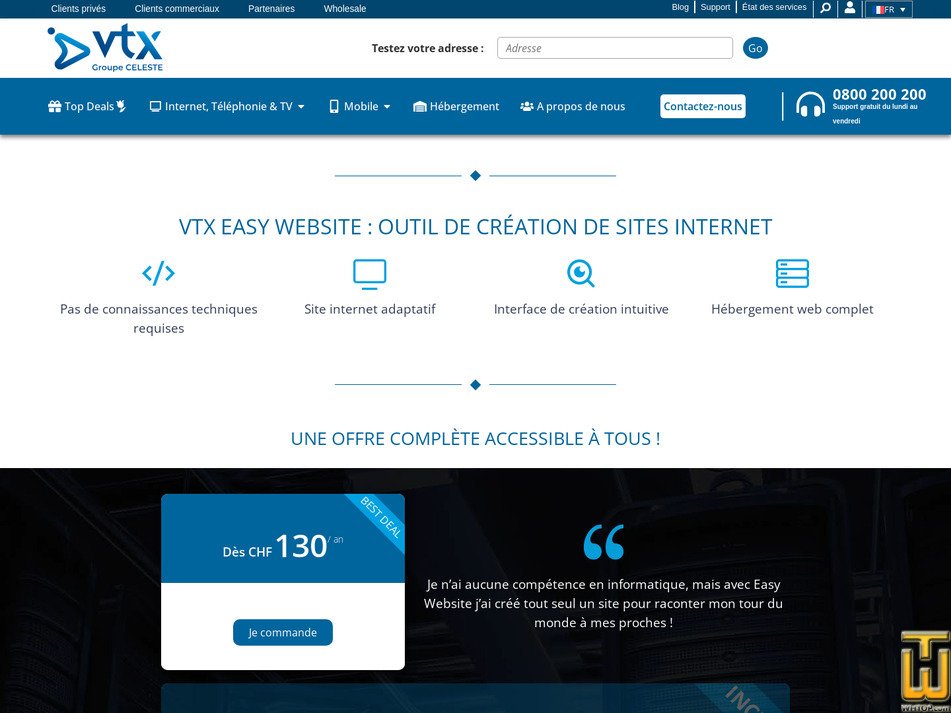 Taken on 28 May, 2026 screenshot of VTX EASY WEBSITE from vtx.ch