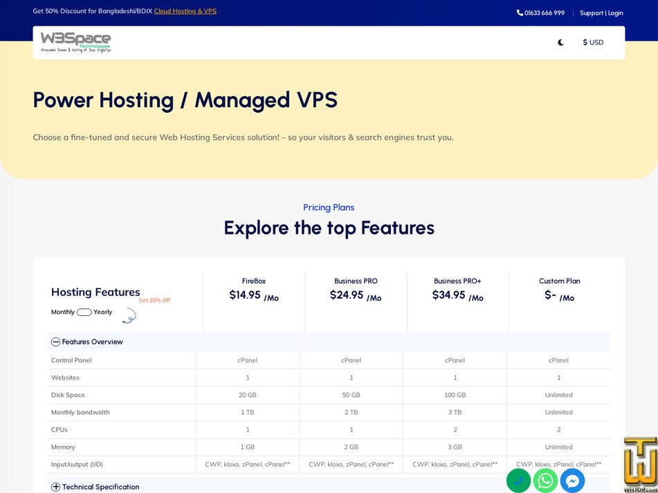 Taken on 20 April, 2026 screenshot of Managed Business PRO+ from w3space.net