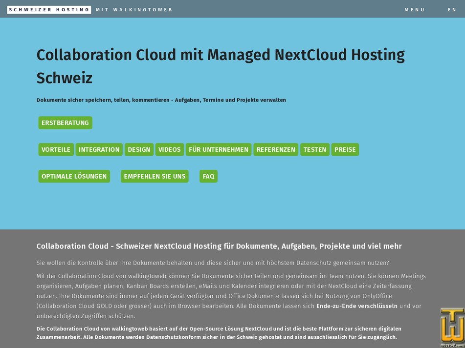 Taken on 12 January, 2026 screenshot of NextCloud Collaboration Cloud GOLD from walkingtoweb.com