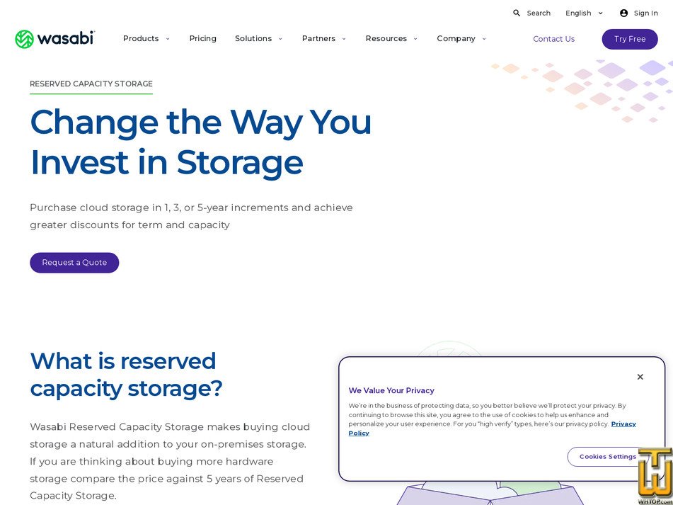 Taken on 12 February, 2026 screenshot of Reserved Capacity Storage from wasabi.com