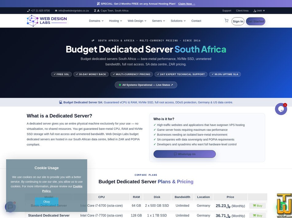 screenshot of Power Dedicated Server from webdesignlabs.co.za
