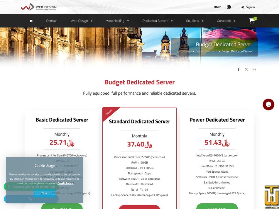 screenshot of Standard Dedicated Server from webdesignlabs.co.za