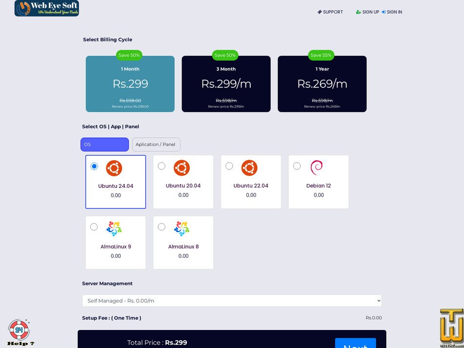 screenshot of VPS ( LV 4 ) from webeyesoft.com