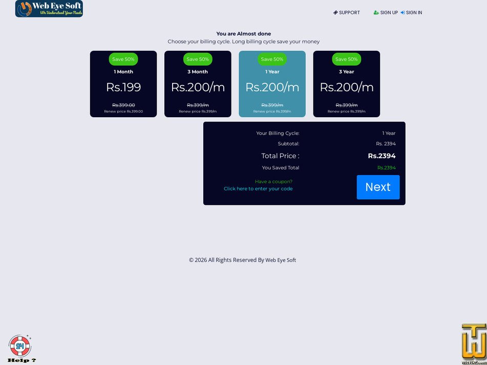 screenshot of Small Reseller 2 from webeyesoft.com