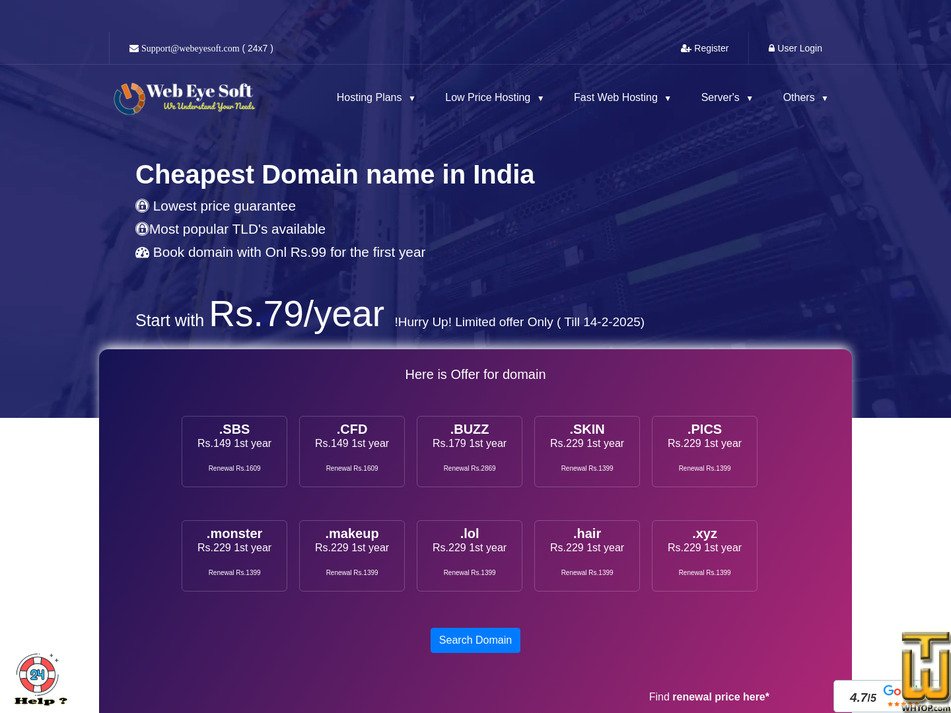screenshot of .com from webeyesoft.com
