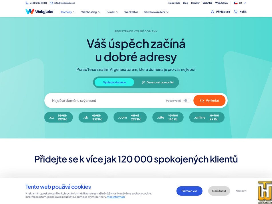 screenshot of .COM from webglobe.cz