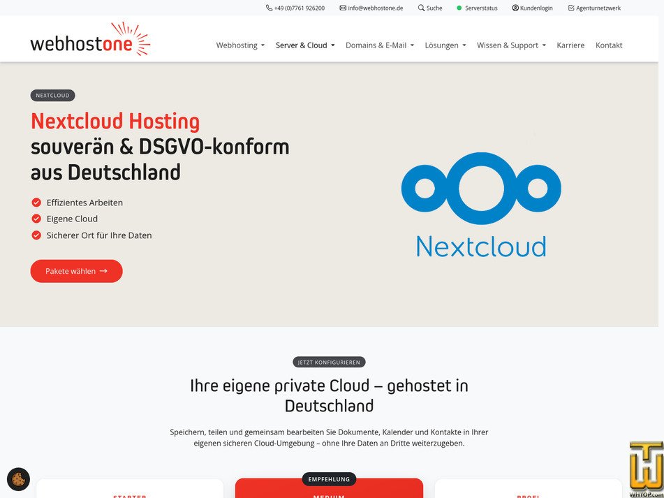 Taken on 17 September, 2026 screenshot of Nextcloud Medium from webhostone.de