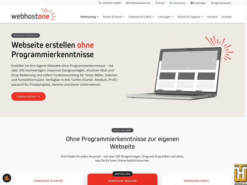 Taken on 17 September, 2026 screenshot of Homepage Medium from webhostone.de