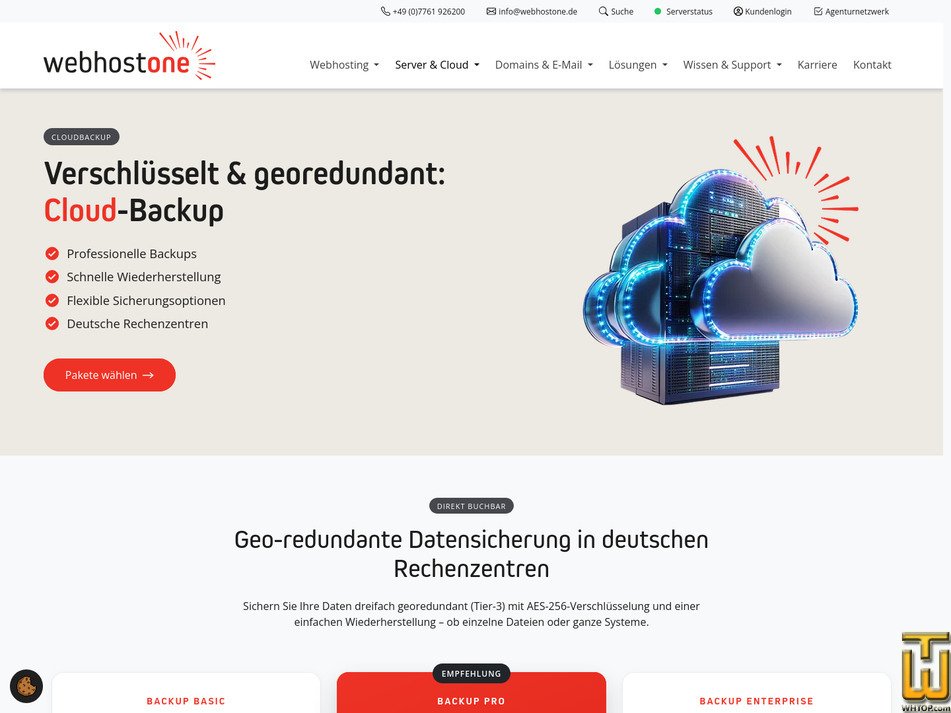Taken on 17 September, 2026 screenshot of Backup Pro from webhostone.de