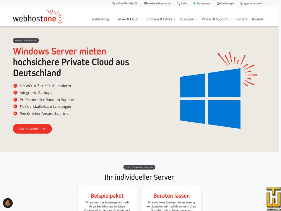 Taken on 17 September, 2026 screenshot of Managed Package from webhostone.de
