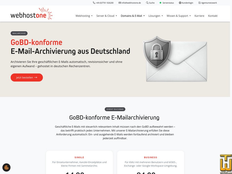 Taken on 17 September, 2026 screenshot of MailArchive Business from webhostone.de