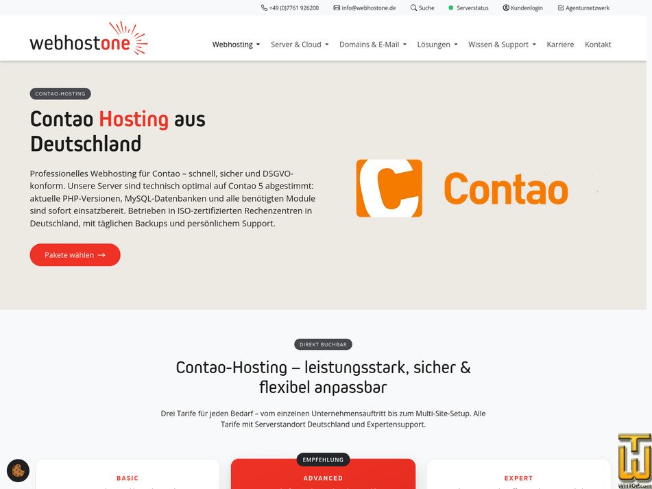 Taken on 17 September, 2026 screenshot of Contao Advanced from webhostone.de