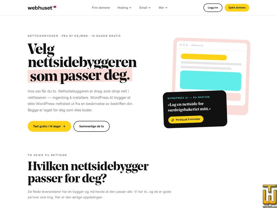 Taken on 2 September, 2026 screenshot of Nettsidebygger from webhuset.no