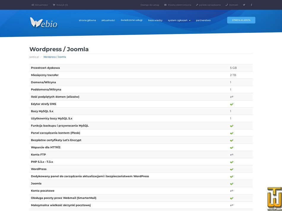 Taken on 11 September, 2026 screenshot of Wordpress / Joomla from webio.pl