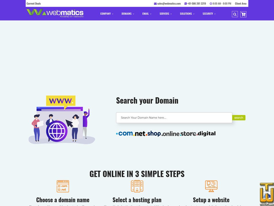 screenshot of .COM from webmatics.com
