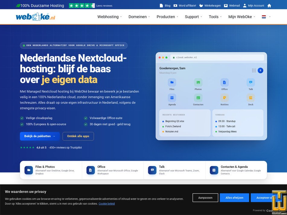 Taken on 12 August, 2026 screenshot of Nextcloud Free from weboke.nl