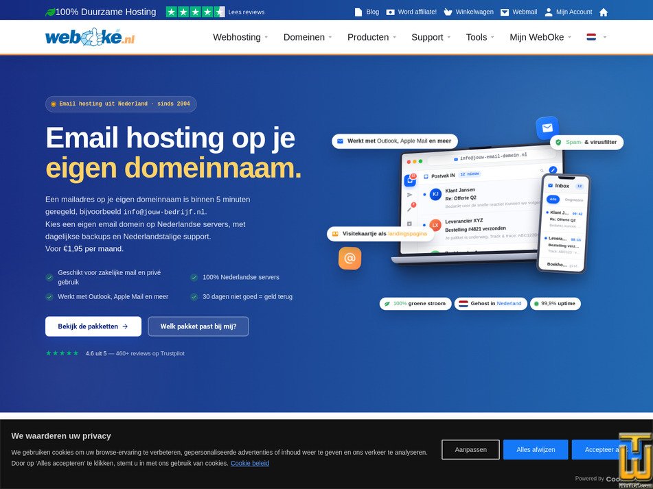 Taken on 12 August, 2026 screenshot of Email Three from weboke.nl