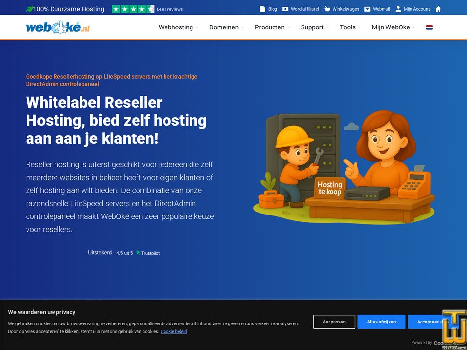 screenshot of WEBRESEL from weboke.nl