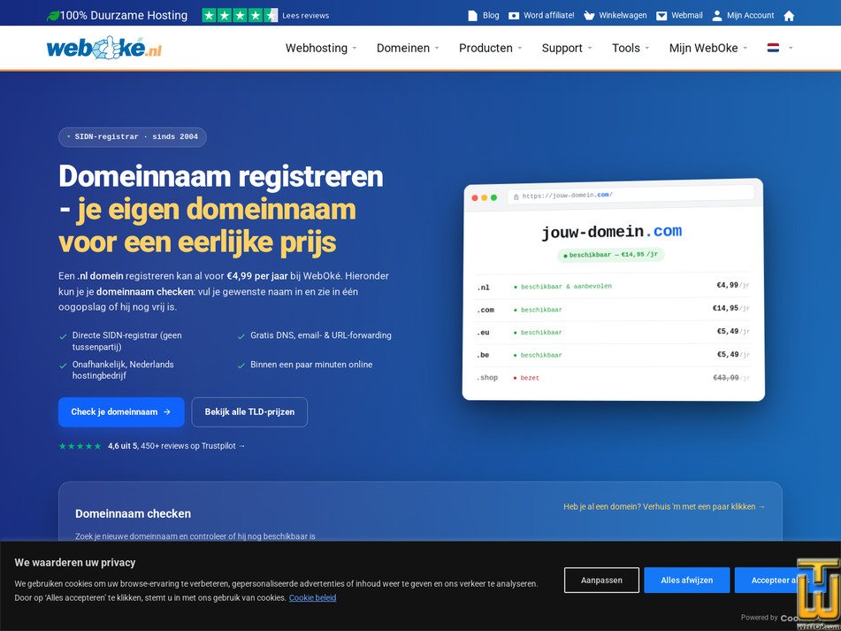 Taken on 12 August, 2026 screenshot of .com from weboke.nl