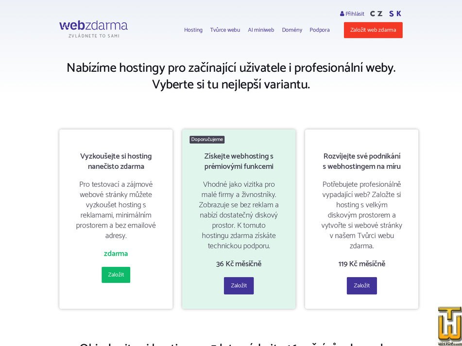 screenshot of Zdarma from webzdarma.cz
