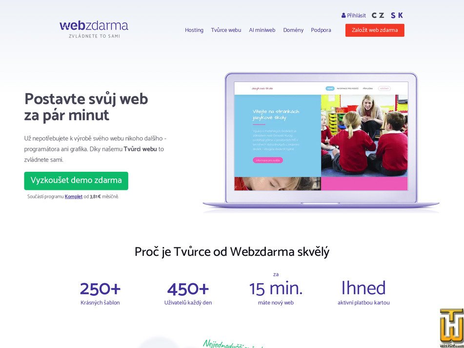 Taken on 25 May, 2026 screenshot of Tvůrce webu from webzdarma.cz