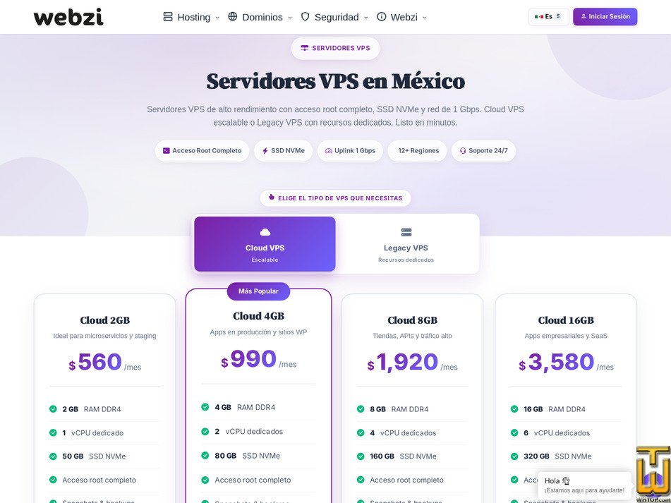 Taken on 28 April, 2026 screenshot of Cloud VPS 2GB from webzi.mx