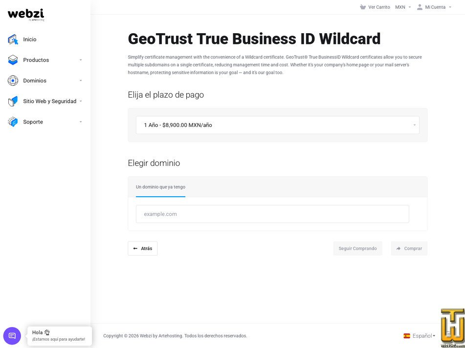 Taken on 28 April, 2026 screenshot of GeoTrust Business ID WildCard from webzi.mx