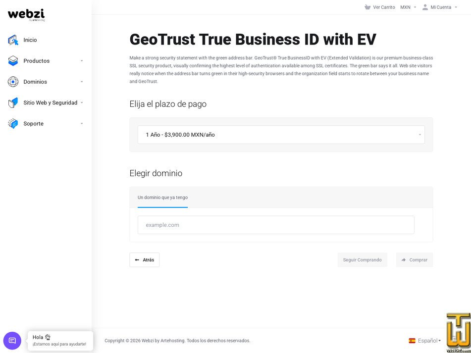 Taken on 28 April, 2026 screenshot of GeoTrust True BusinessID with EV from webzi.mx