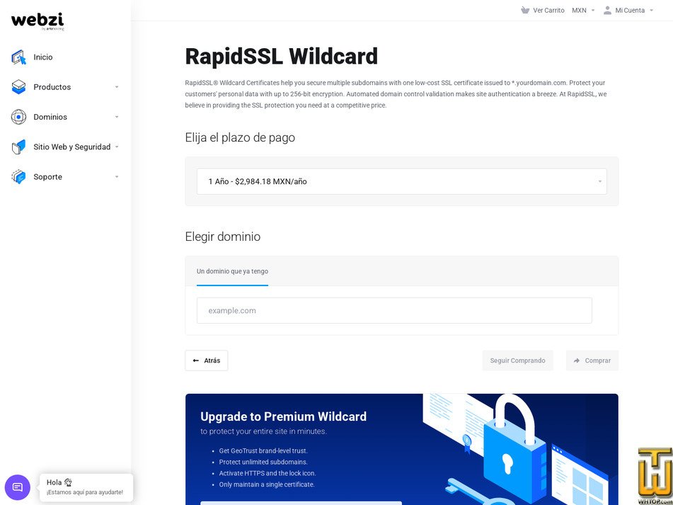 Taken on 28 April, 2026 screenshot of RapidSSL Wildcard from webzi.mx