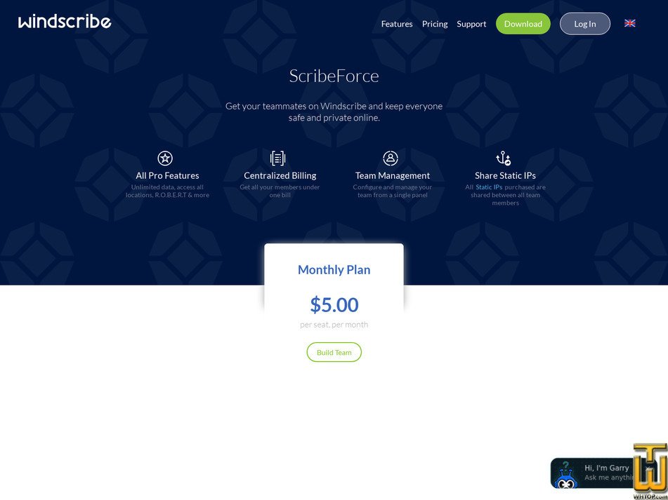 screenshot of ScribeForce from windscribe.com