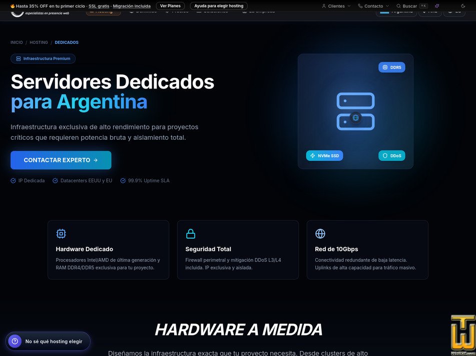 Taken on 20 June, 2026 screenshot of Servidores Dedicados from wizhosting.com