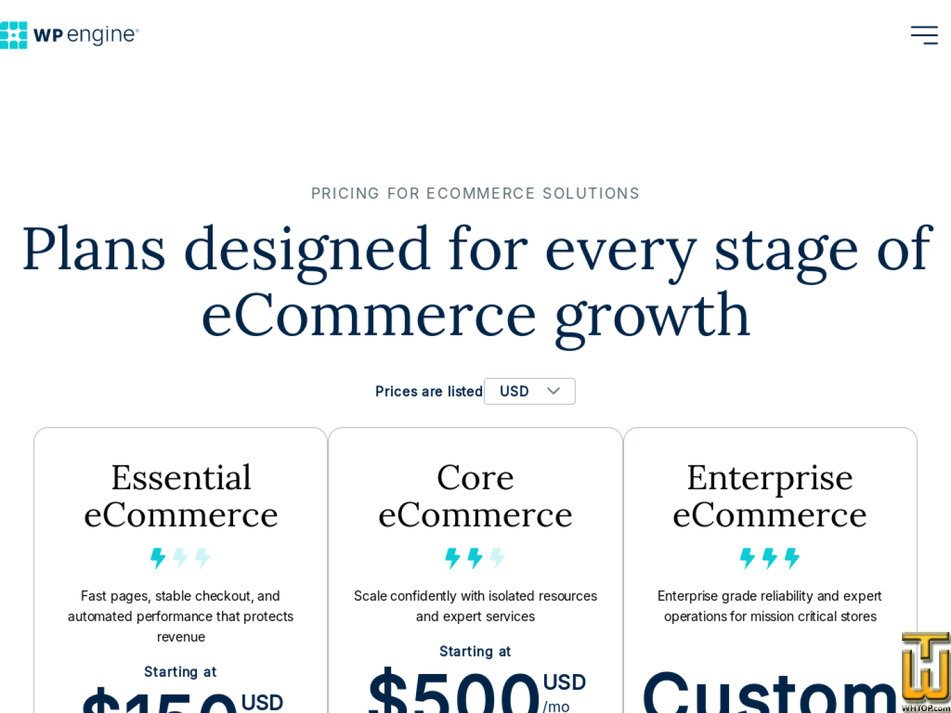 Taken on 13 October, 2026 screenshot of Essential eCommerce from wpengine.com