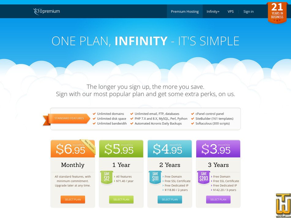 Taken on 17 March, 2026 screenshot of Infinity from x10hosting.com