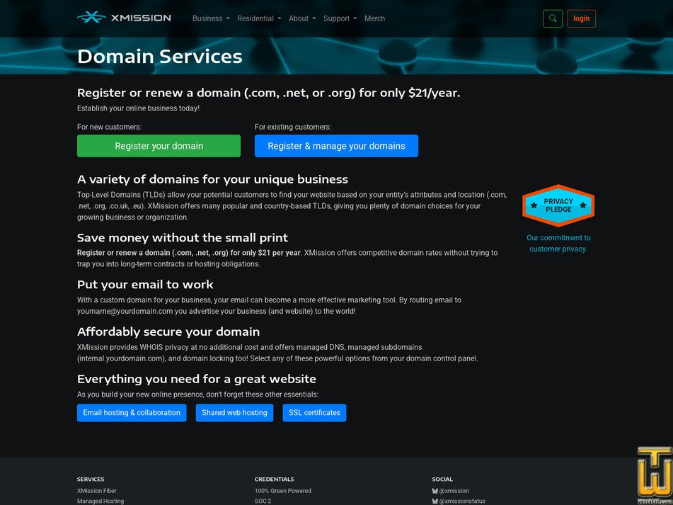 screenshot of .COM from xmission.com