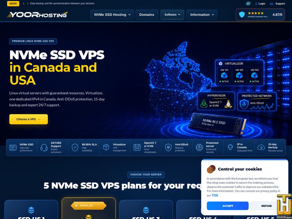 Taken on 18 August, 2026 screenshot of NVMe SSD VPS in Canada - SSD2-US from yoorhosting.com
