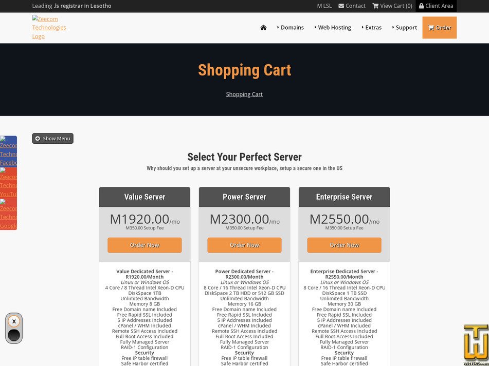 Taken on 10 September, 2026 screenshot of Value Server from zeecom.co.ls