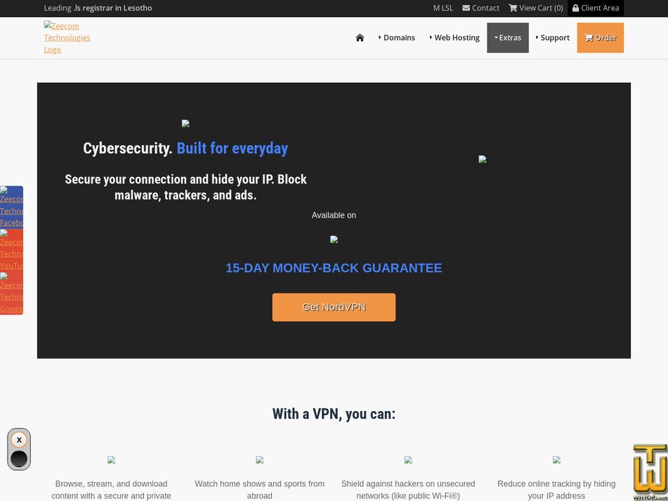 screenshot of NordVPN from zeecom.co.ls