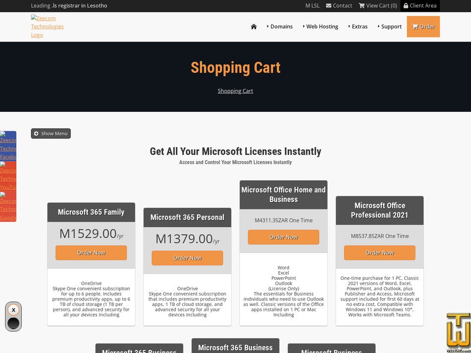 Taken on 10 September, 2026 screenshot of Microsoft 365 Business Premium from zeecom.co.ls