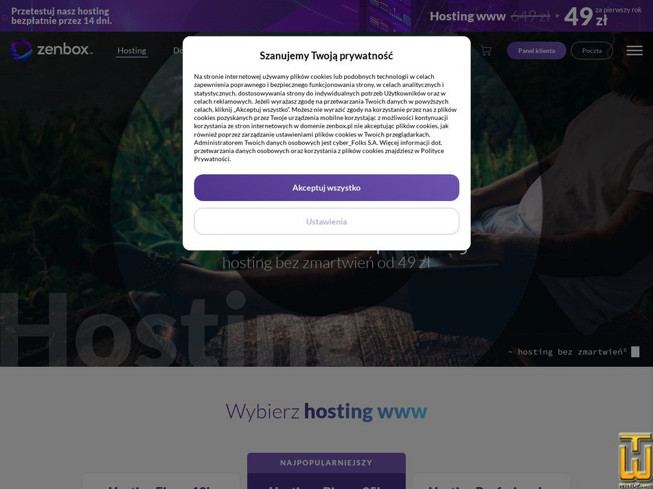 Taken on 23 May, 2026 screenshot of Hosting eBiznes 25k from zenbox.pl