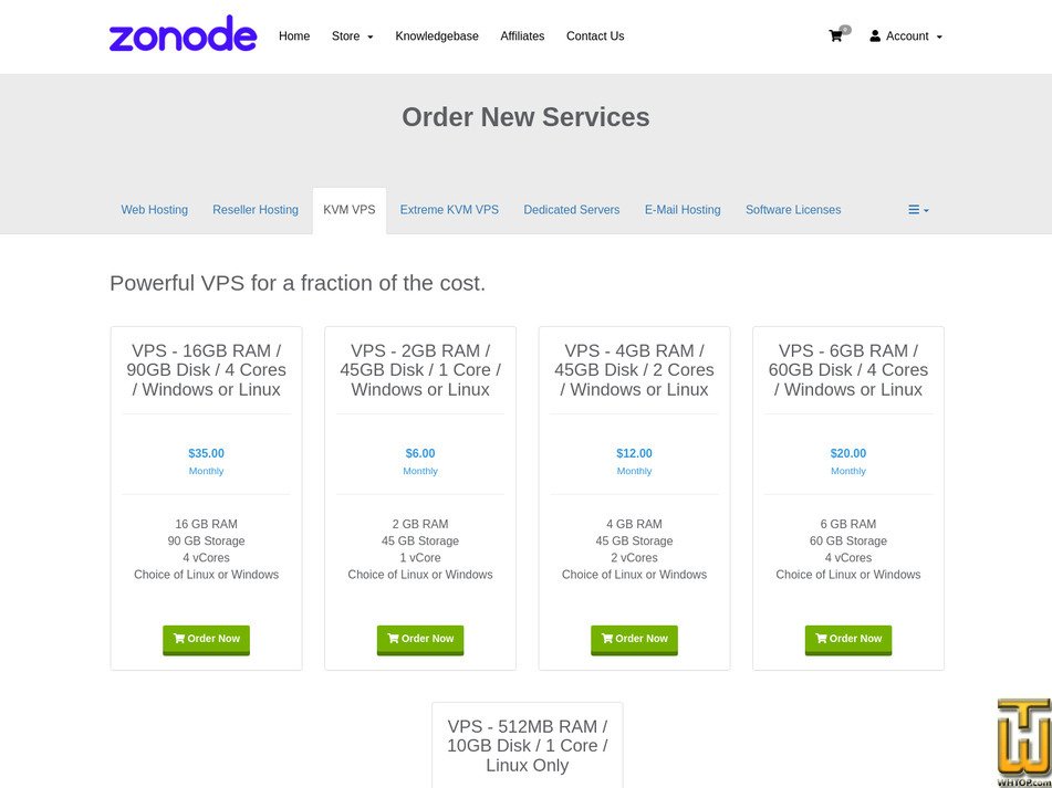screenshot of KVM VPS, 512MB RAM from zonode.com