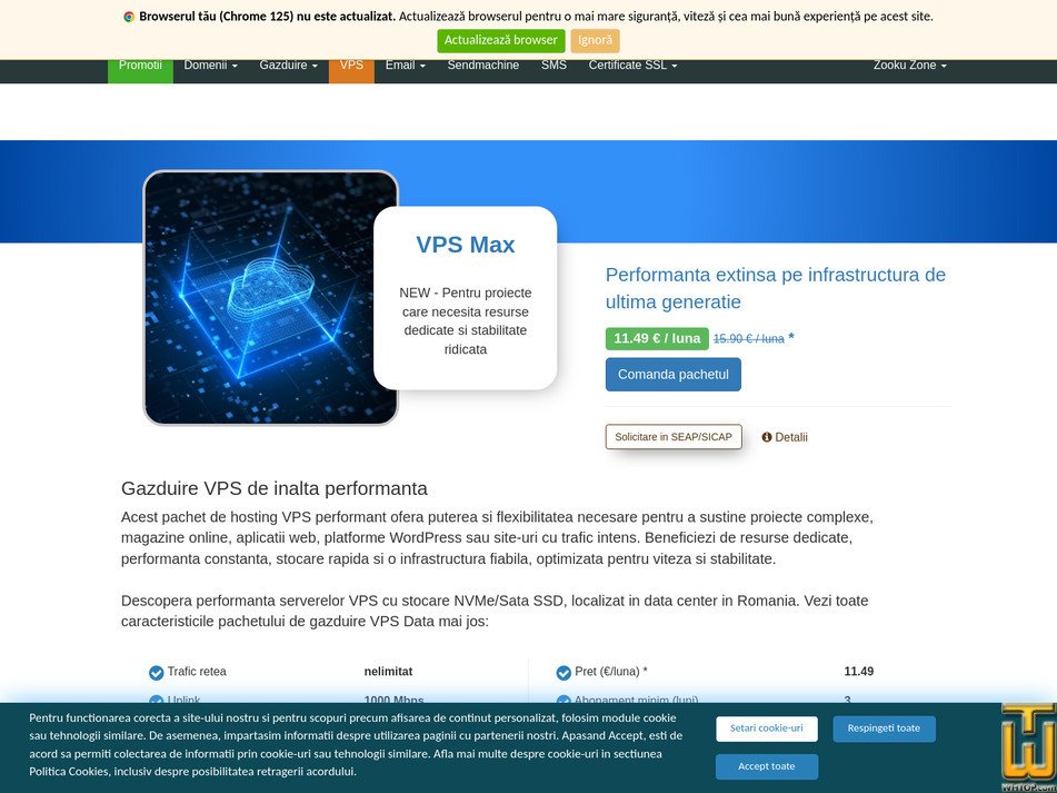 Taken on 15 July, 2026 screenshot of VPS Max from zooku.ro
