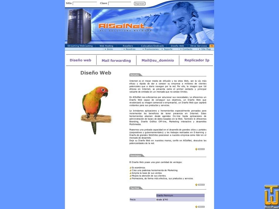 screenshot of Diseño Web from alsolnet.com