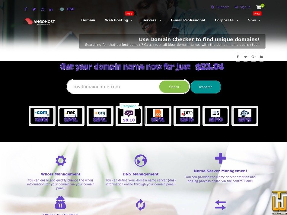 Taken on 7 May, 2020 screenshot of .com from angohost.ao