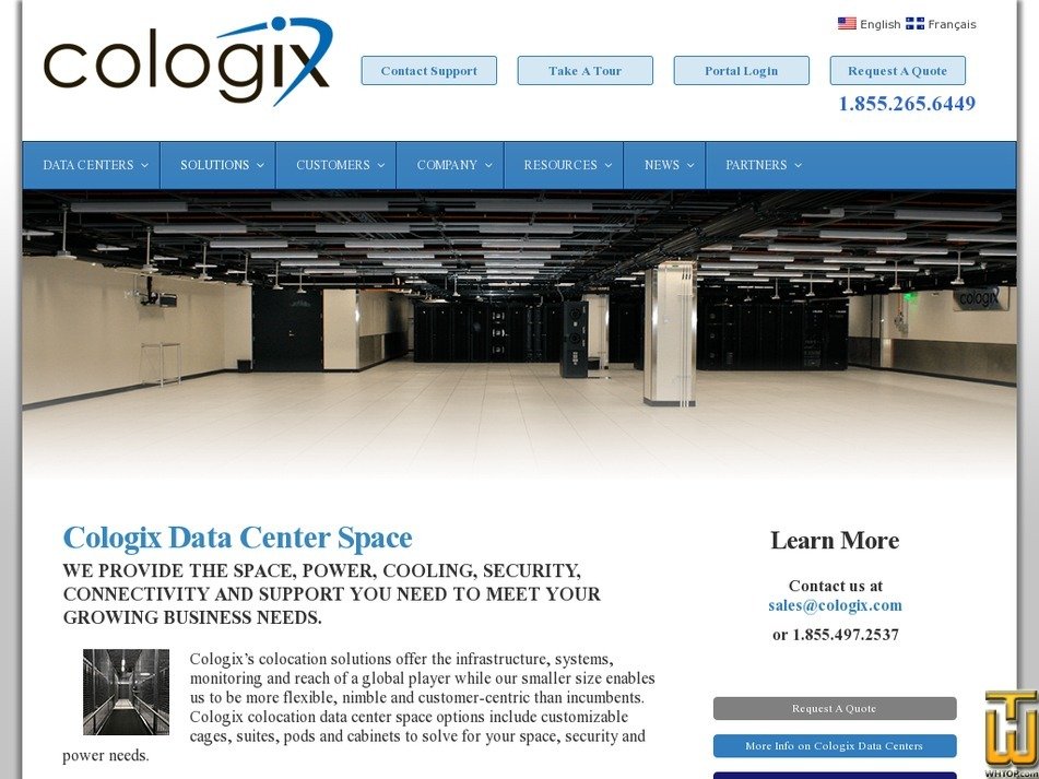 screenshot of Data Center Space from cologix.com