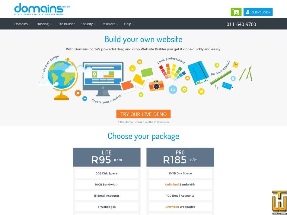 Taken on 26 March, 2020 screenshot of Lite from domains.co.za