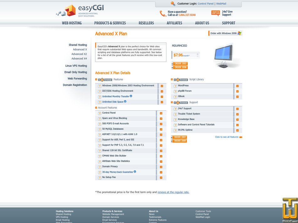 screenshot of Advance X from easycgi.com