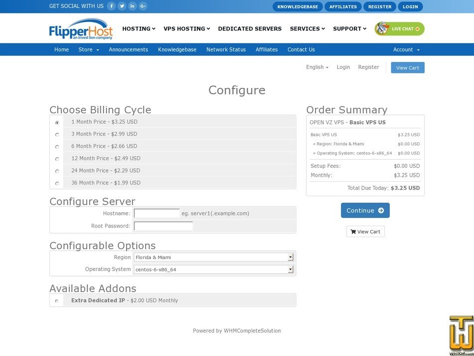 screenshot of Basic Open VZ from flipperhost.com