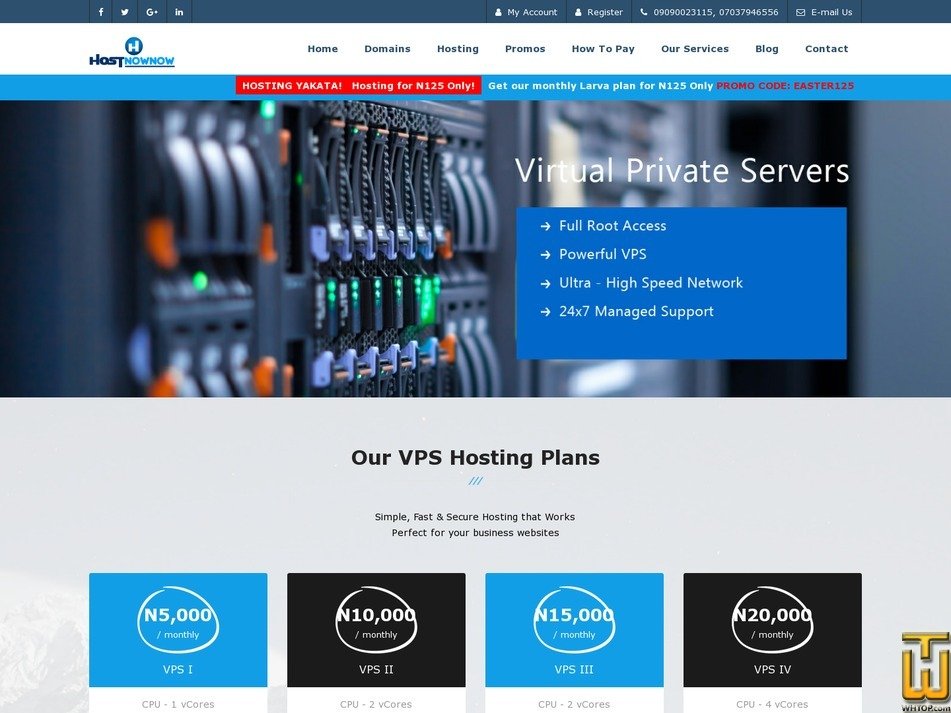 Taken on 21 November, 2019 screenshot of VPS I from hostnownow.com